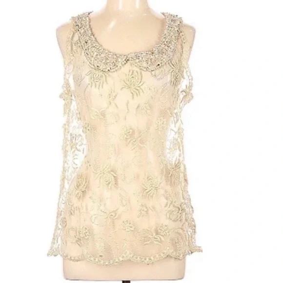 ANTHROPOLOGIE MOULINETTE SOEURS Lace Beaded Blouse - Picture 3 of 15